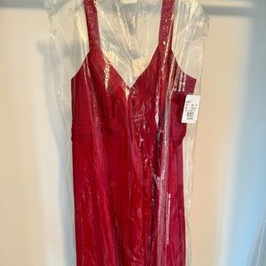 Knee length, apple red, size 20